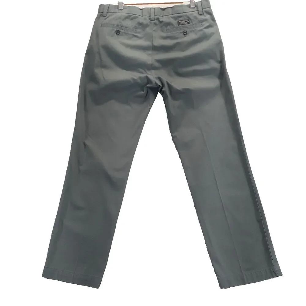 Banana Republic Emerson Men Sz 35x32 Vintage Green Chino Pants Flat Front Cotton